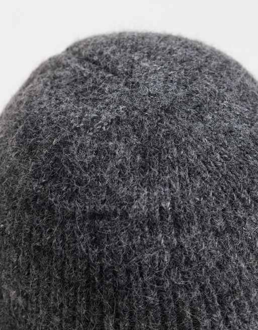 Vero Moda knitted bucket hat in dark grey melange, 3 of 3