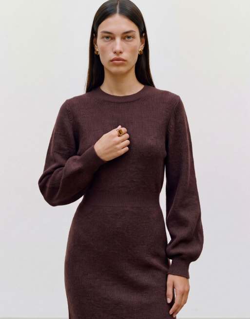 Vero Moda Knitted dress in chocolate torte, 3 of 5