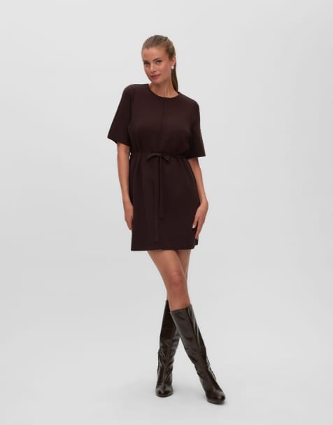 Vero Moda Knitted dress in chocolate torte - view 1