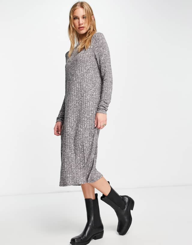 Vero Moda slinky midi dress in dark grey