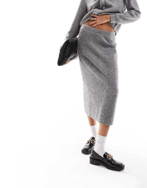 Grey knit 2025 skirt co ord