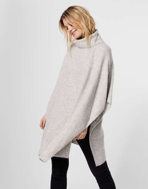 Forfølge placere træk uld over øjnene Vero Moda knitted poncho cape jumper with roll neck in light grey | ASOS