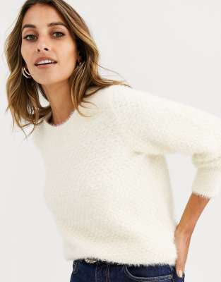 cream fuzzy sweater