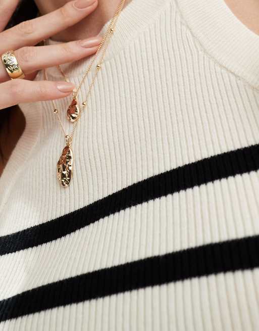 Vero Moda knitted racer neck top in cream stripe, 3 of 4