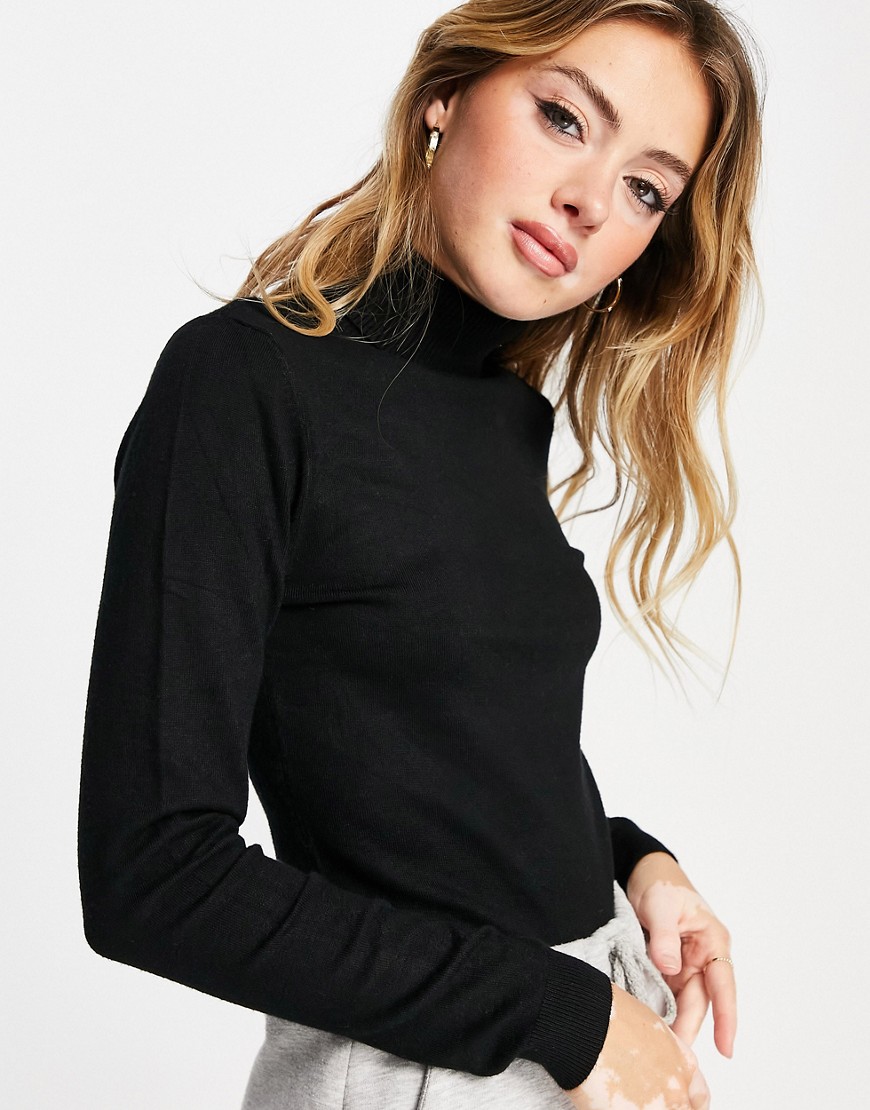 Vero Moda knitted roll neck jumper in black