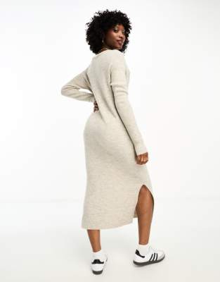 Vero Moda knitted sweater midi dress in cream