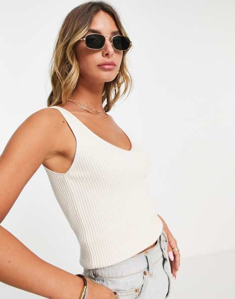 Vero Moda knitted v-neck top in birch - view 1