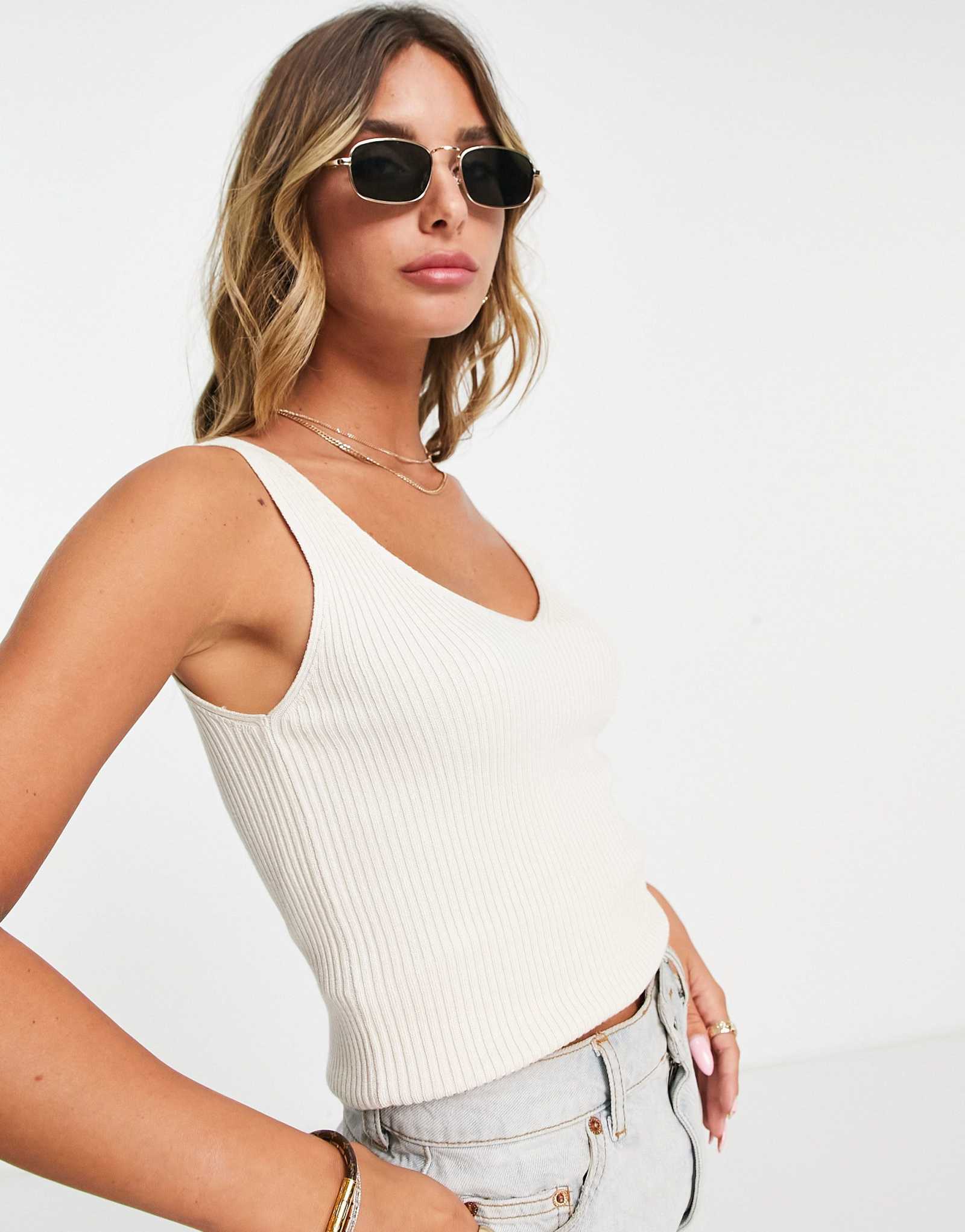 Вязаный топ v-образным вырезом Vero Moda из березы