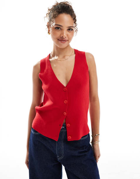 Vero Moda knitted vest in red - view 1