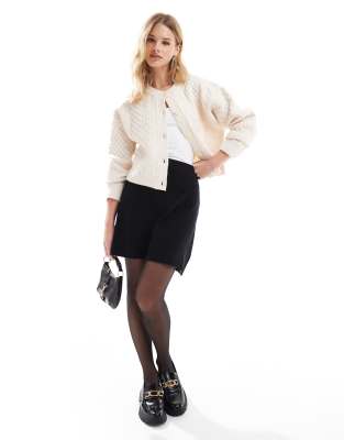 Vero Moda Knitted Zip Back Mini Skirt In Black