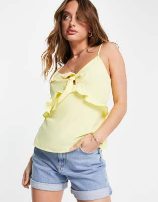 Vero Moda knot front cami top in yellow - ASOS Price Checker