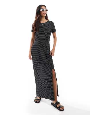 Vero Moda knot front maxi dress with white stripes