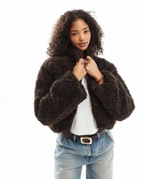Vero Moda - Kort og chokoladebrun jakke i teddy-stof - view 1