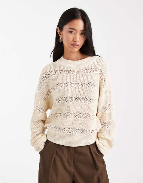 Vero Moda open knit jumper in cream