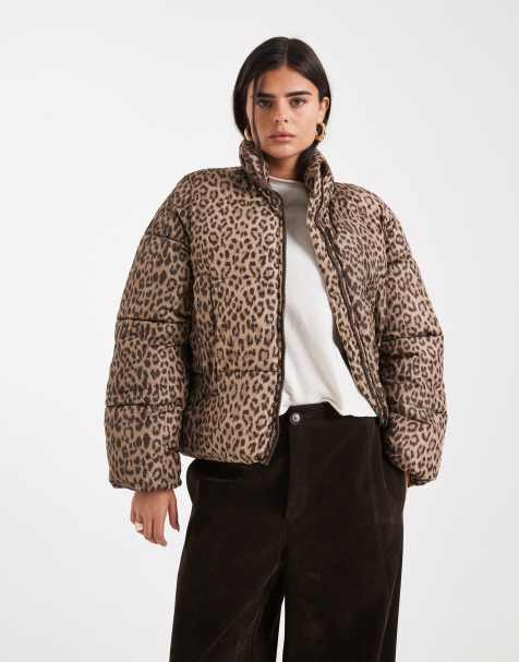 Vero Moda short puffer jacket in leopard print
