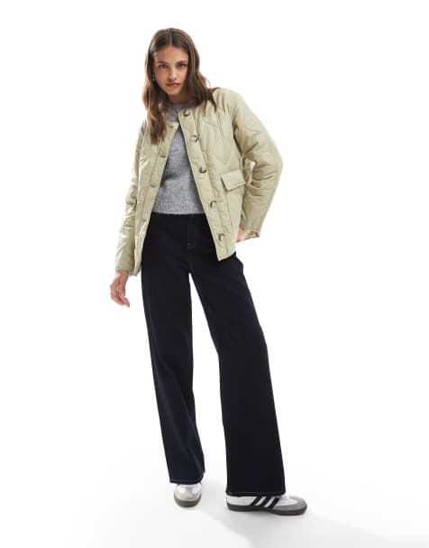 Vero Moda onion quilted short jacket with pockets in cream