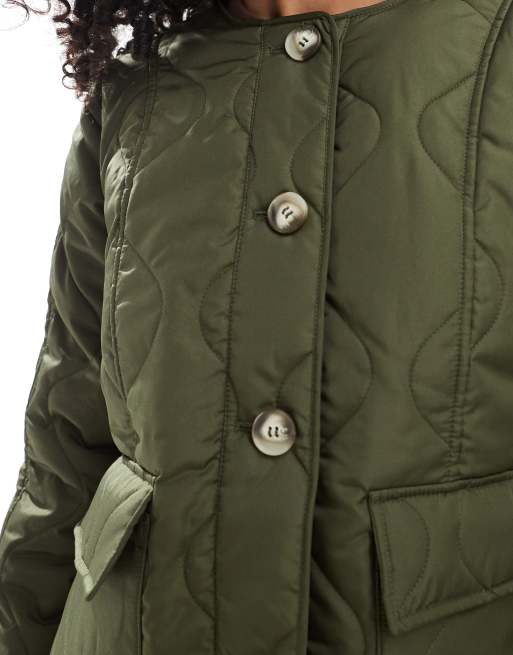 Vero Moda – Krótka pikowana kurtka z kieszeniami w zielonym kolorze, 3 z 4