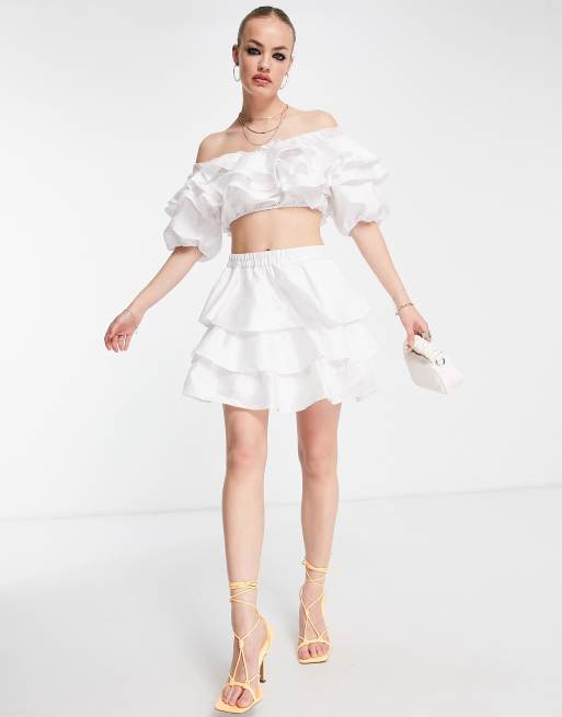 Vero Moda – krótki biały top z falbanami, część zestawu, 4 z 4