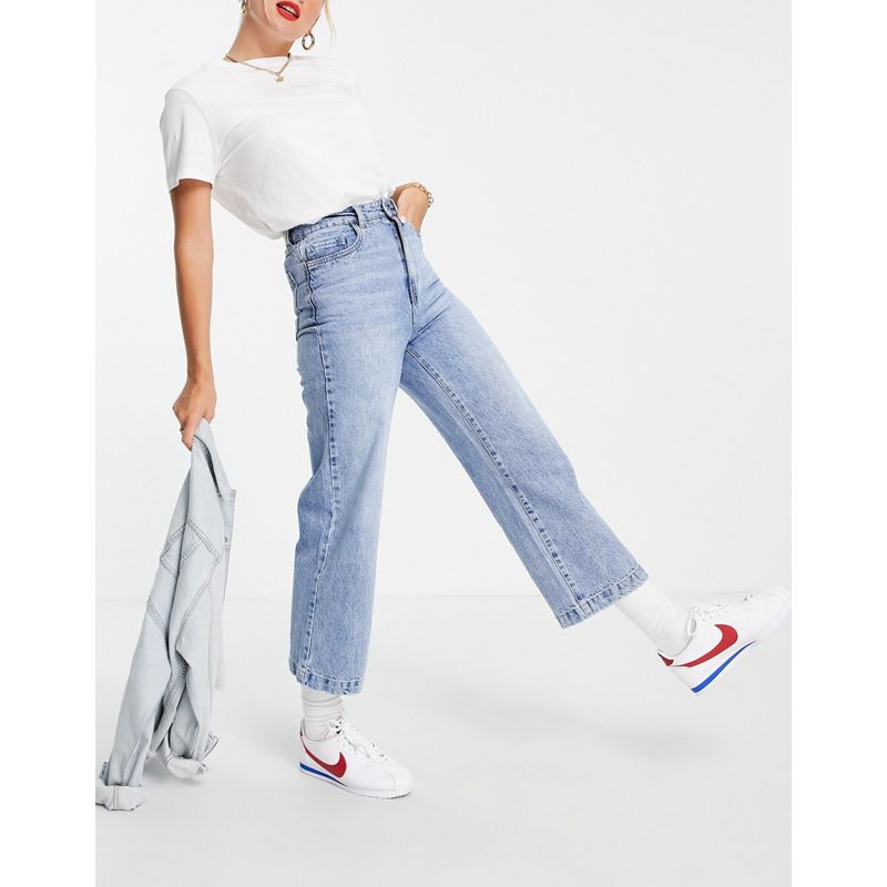 Vero Moda – Kurz geschnittene Jeans mit weitem Bein in Blau
