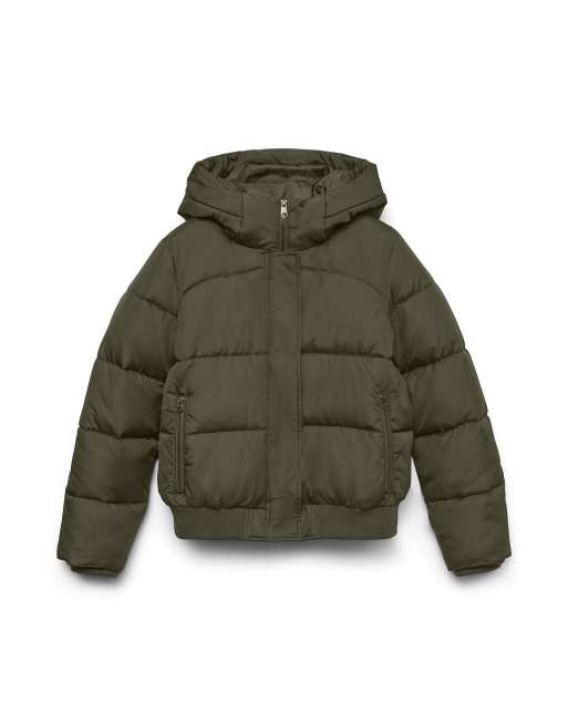 Vero Moda Kylie chaqueta acolchada corta con capucha y cierre de presión en verde, 5 de 5