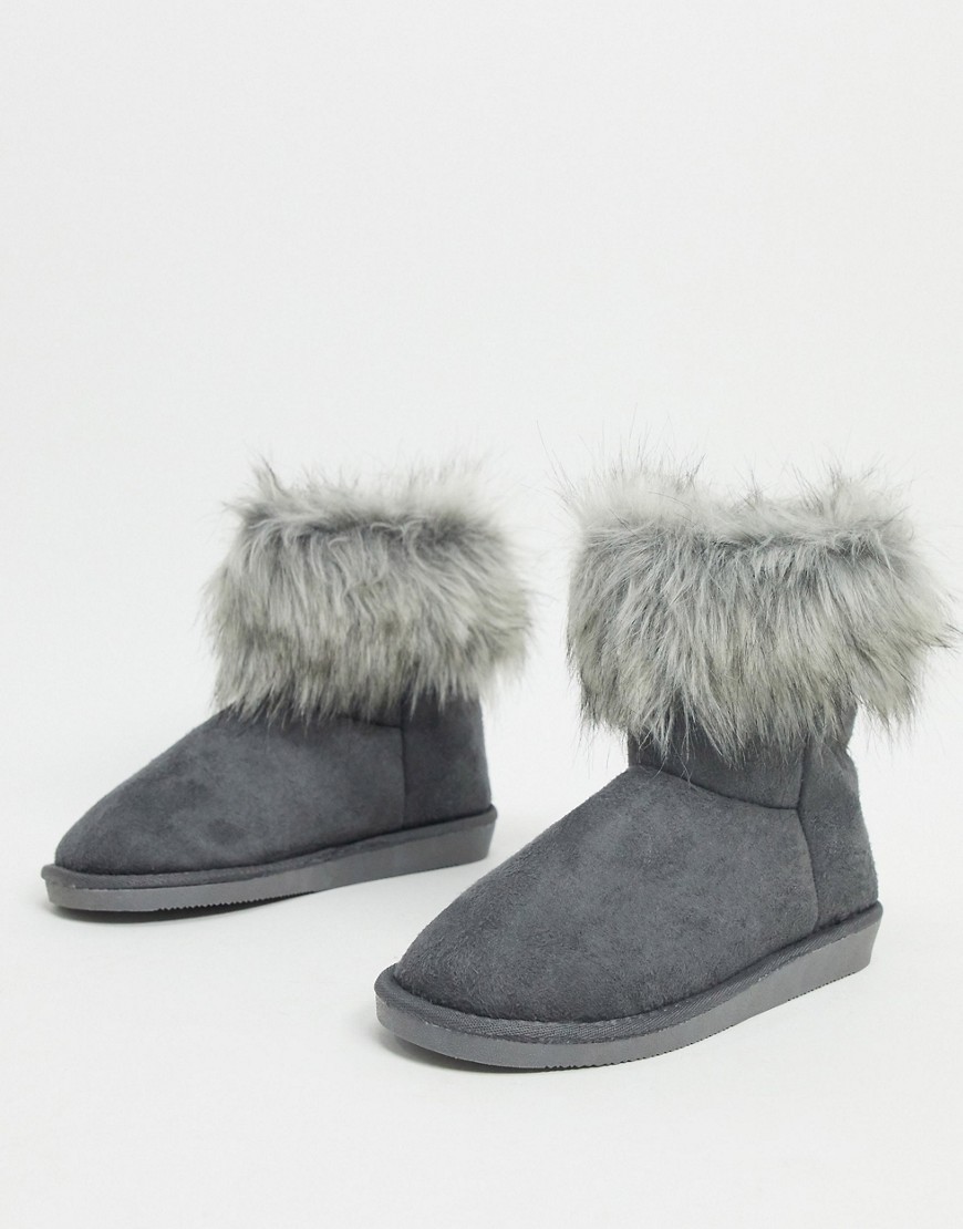 Vero Moda - Laarzen van imitatiebont in grijs