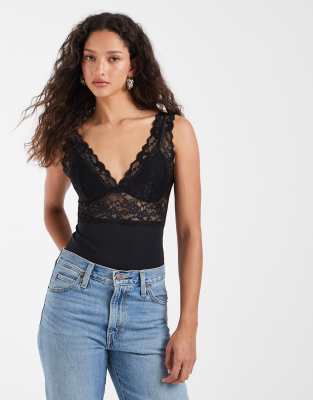 Vero Moda Lace Bodysuit In Black
