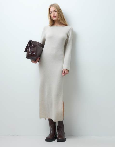 Vero Moda lace bow detail knitted maxi dress in cream - view 1