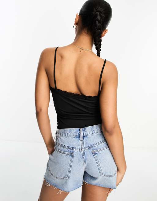 Vero Moda lace insert cami top in black, 2 of 4