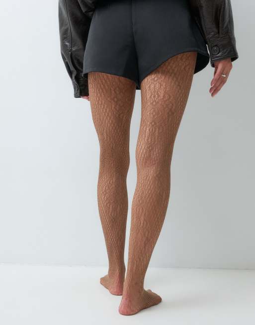 Vero Moda lace tights in light brown, 3 of 5