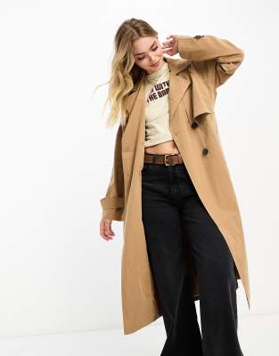 Vero Moda - Lang geschnittener Trenchcoat in Beige-Neutral