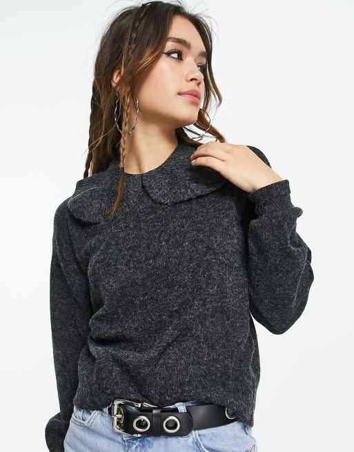Vero Moda – Langärmlige Bluse in Schwarz mit Kragen