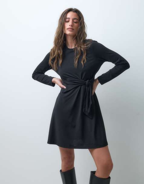 Vero Moda langärmliges Minikleid mit Bindeband-Detail in Schwarz - view 1