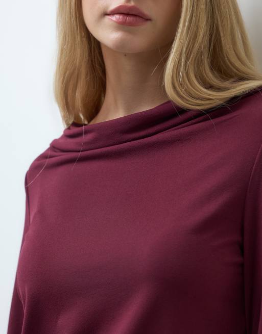 Vero Moda Langarmshirt mit Wasserfallausschnitt in Burgunderrot, 3 von 4