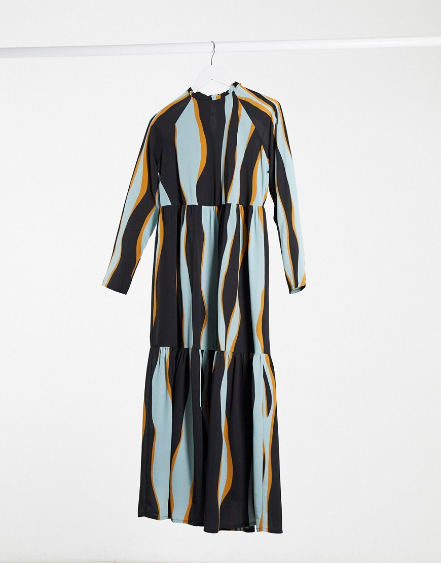 Vero Moda - Lange aangerimpelde jurk met lagen en print-Multi