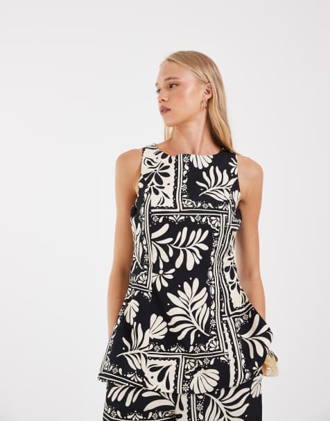 Vero Moda lange gilet co-ord in zwart abstract schelpenprint - view 1