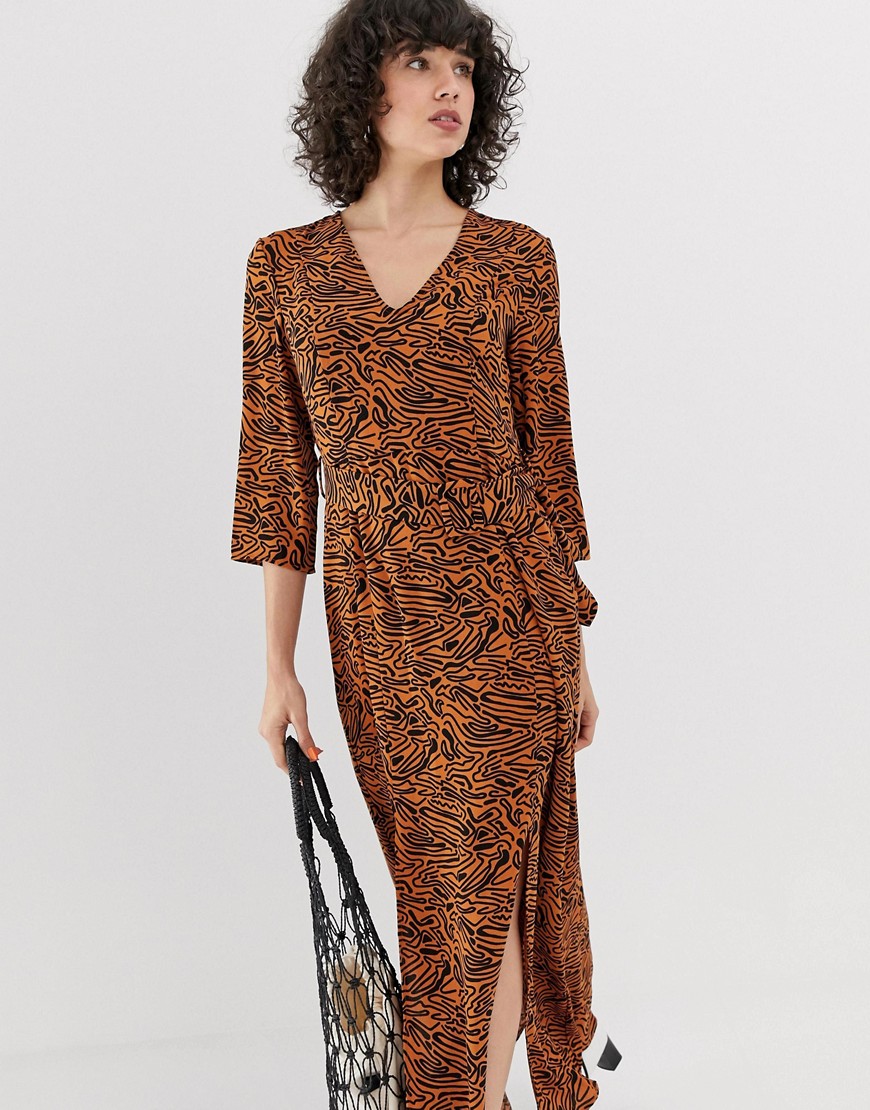 Vero Moda - Lange jurk met abstracte dierenprint-Multi