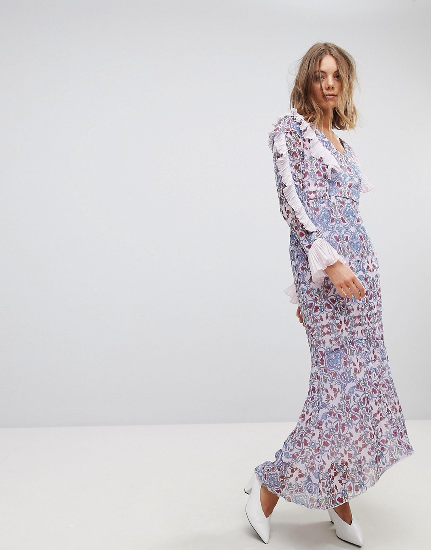 Vero Moda - Lange jurk met paisley-print in paars-Multi
