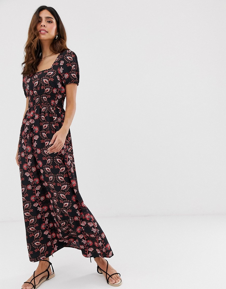 Vero Moda - Lange jurk met paisleyprint en vierkante hals-Multi