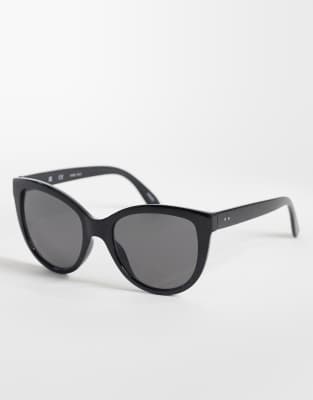 Vero Moda Large Rounded Sunglasses In Black