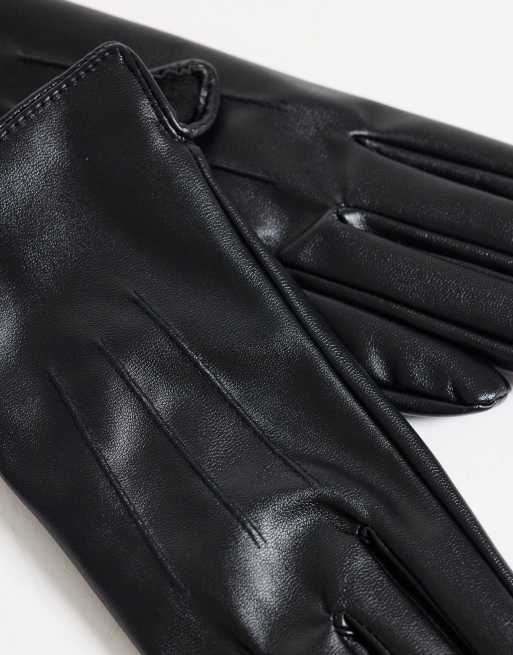 Vero Moda læderlookhandsker i sort, 2 af 3