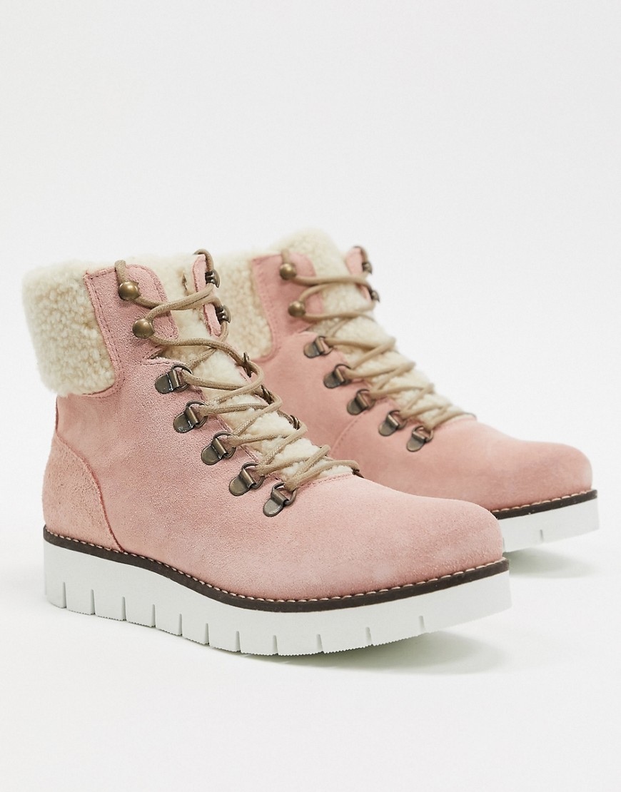 Vero Moda leather hiking boots-Pink