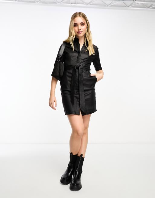 vero moda leather dress Vero Moda Leather Look Dress Black, $104 | Asos