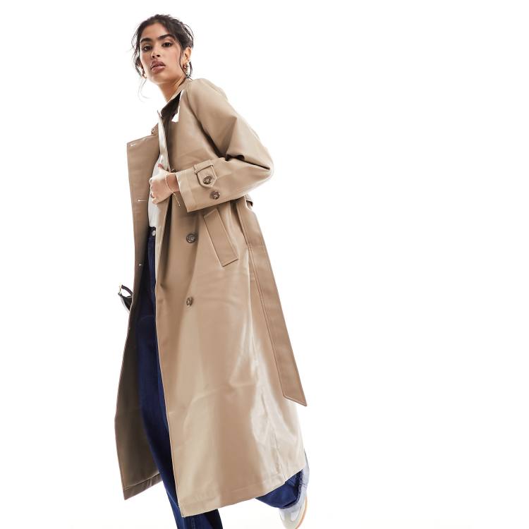 Vero Moda longline trench coat in stone