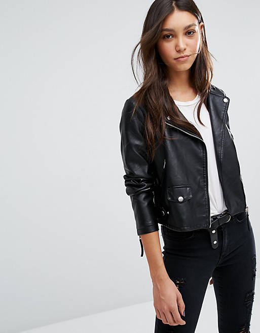 Vero Moda Leather Look Biker Jacket | ASOS