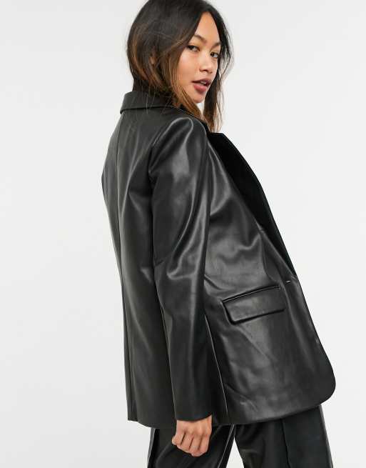 Svømmepøl slutningen Arkæolog Vero Moda leather look blazer in black | ASOS