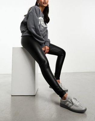 Vero Moda leather look leggings in black - ASOS Price Checker
