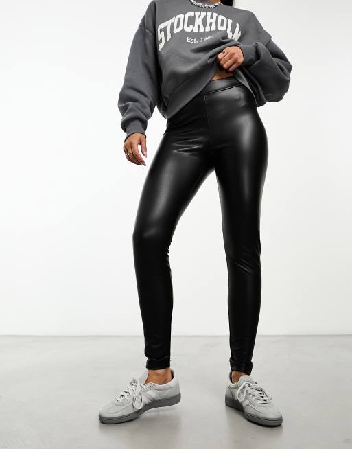 Vero Moda Gaya Faux Leather Leggings in Black