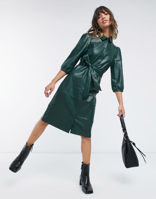 Green leather outlet dress