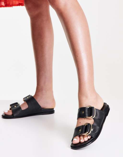 Vero Moda Double Strap Leather Sandals