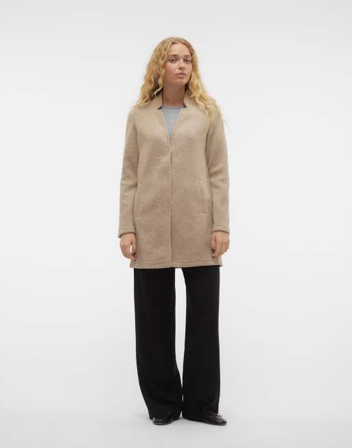 Vero Moda – Leichter Mantel in Stein zum Reinschlüpfen 